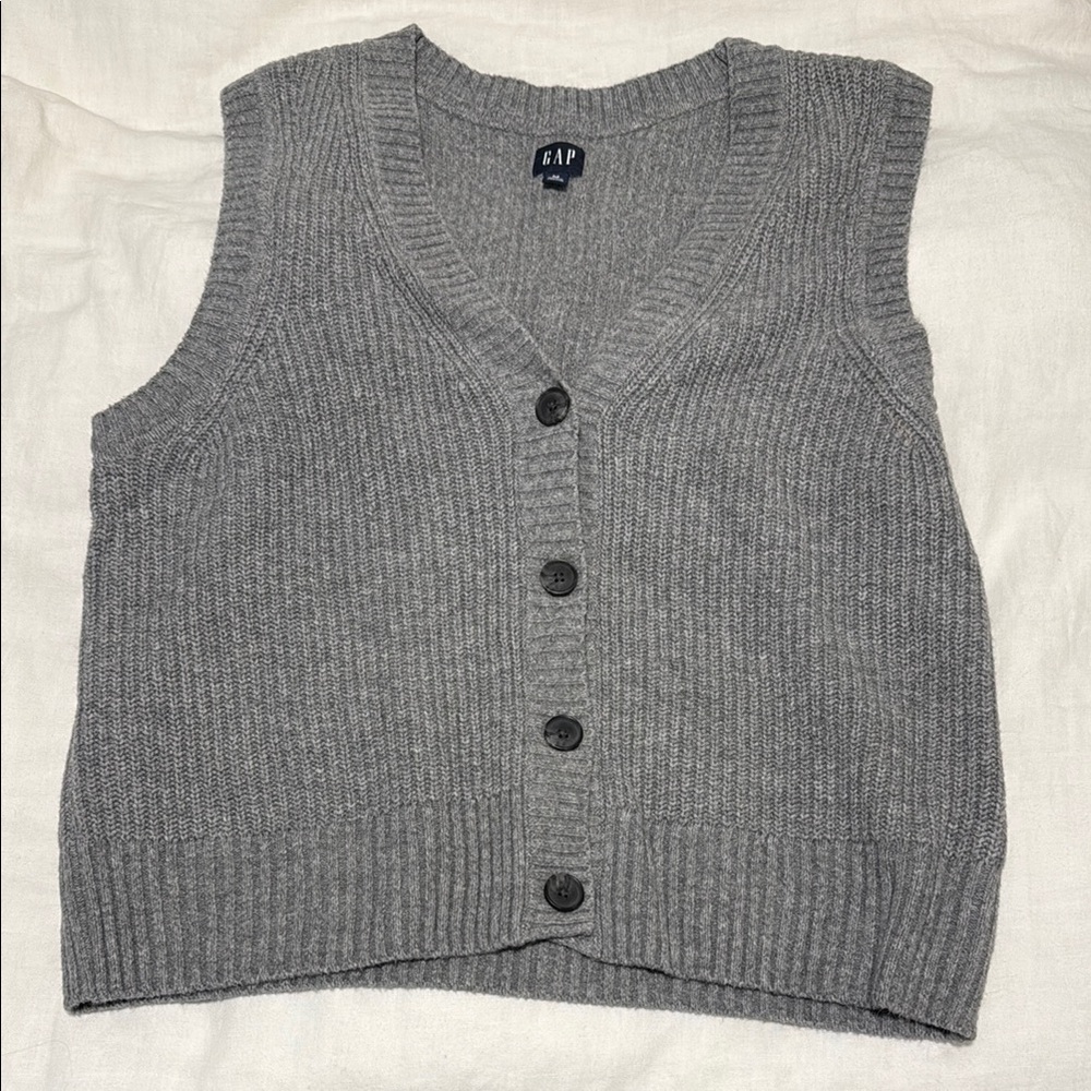 GAP grey button sweater vest